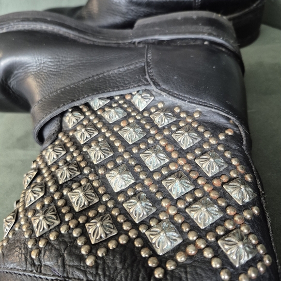 Studded Black Leather Ankle Boots - Picture 3 of 9